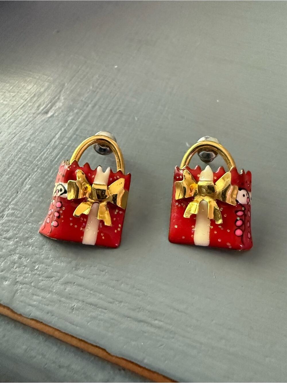 Lunch at the Ritz Christmas Earrings VINTAGE